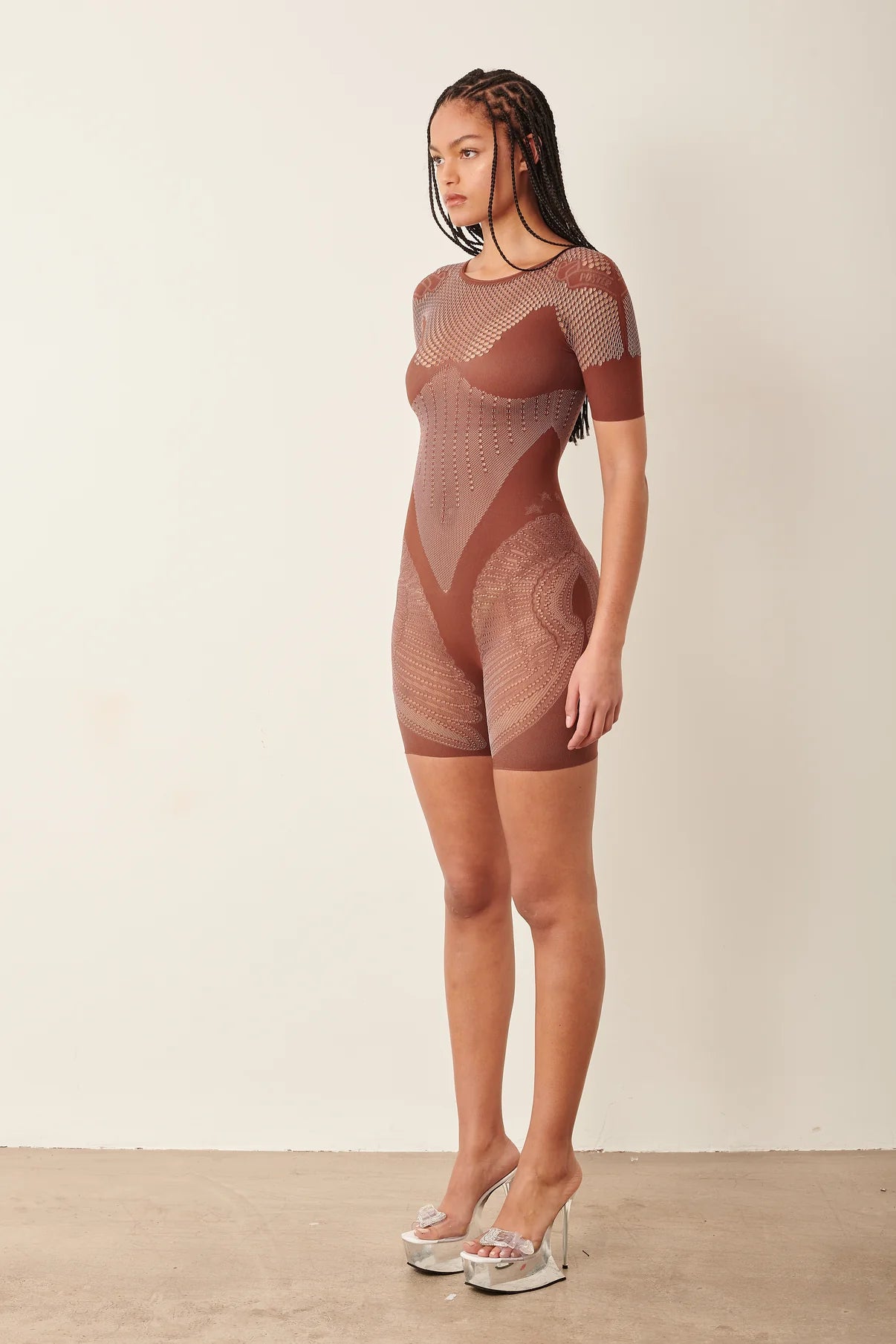 POSTER GIRL Vivian Playsuit Old Money Brown